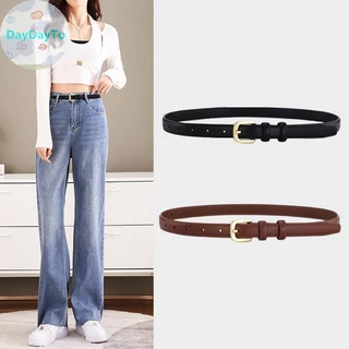DayDayTo เข็มขัดหนังสําหรับผู้หญิงหัวเข็มขัดโลหะสายรัดเอว Causal Simple หญิงกางเกงยีนส์ชุดกางเกงตกแต่งเข็มขัดของขวัญ TH
