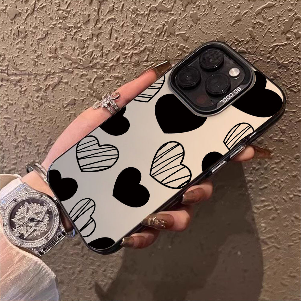 Creative Black Love Heart สําหรับ Honor 200 สมาร์ท / 200 Lite /200 Pro / HonorX7C กันกระแทกเคสโทรศัพ