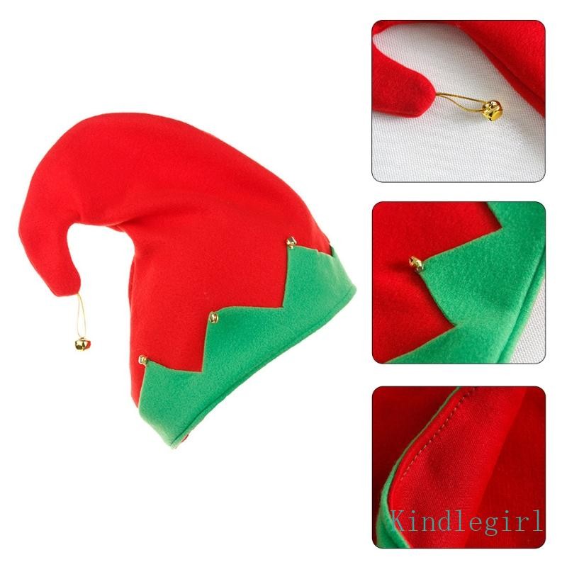 King Curled หมวกด้านบนสีเขียวสีแดง Santa Claus คริสต์มาส Elf หมวก Xmas หมวก Unisex ต้องมีเทศกาลอุปกรณ์เสริม