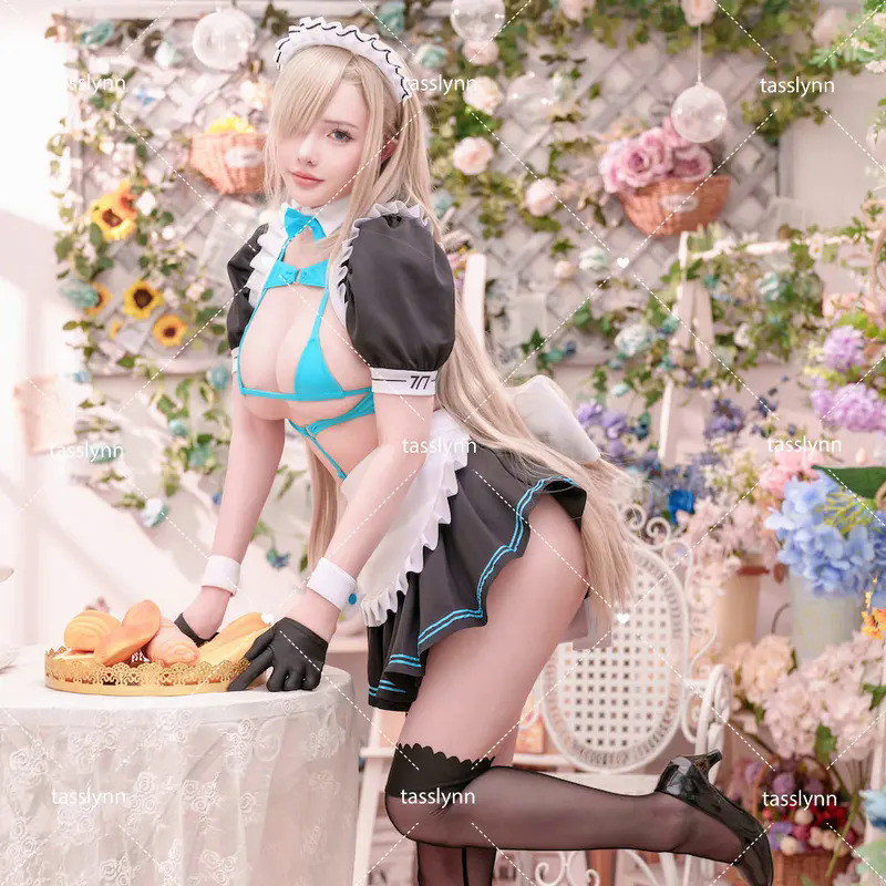Mn  Blue Archive Halloween Costume Itinose Asena Cosplay Sweet Maid Dress Blue Bikini Set Anime Cosp