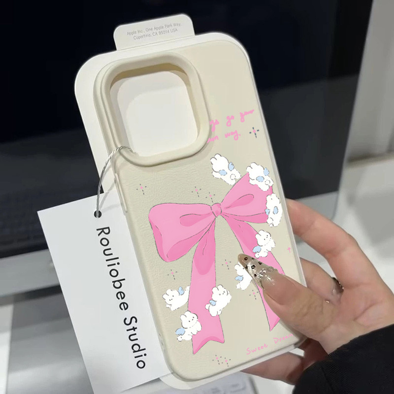 สวยมาก หลายสีให้เลือก กันกระแทก เคสไอโฟน for iPhone 16 13 11 12 15 14 PRO MAXกระต่ายและโบว์7 8 PLUS XS XR XSMAX