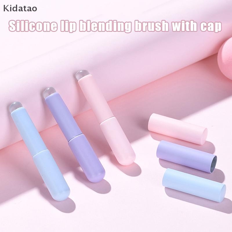 Kidatao แปรงทาปากซิลิโคนพร้อมฝาปิดแปรงคอนซีลเลอร์มุมเหมือนปลายนิ้ว Q แปรงแต่งหน้าริมฝีปากนุ่มรอบหักใหม่