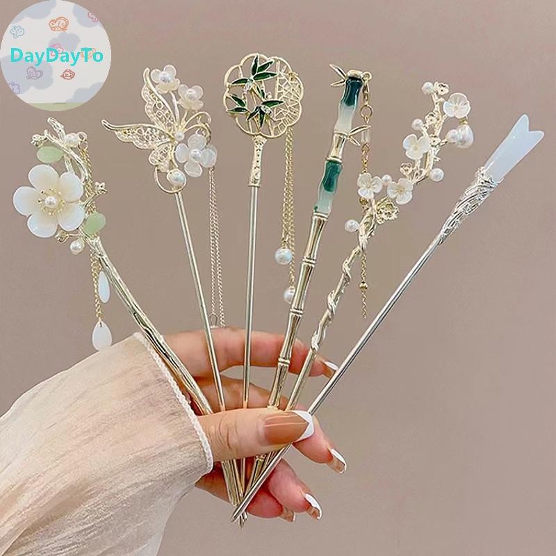 Daydayto คลาสสิกจีนผม Stick Pins สําหรับผู้หญิงผีเสื้อดอกไม้ Star Fresh Handmade Hairpins Charm เครื่องประดับอุปกรณ์เสริมผม TH