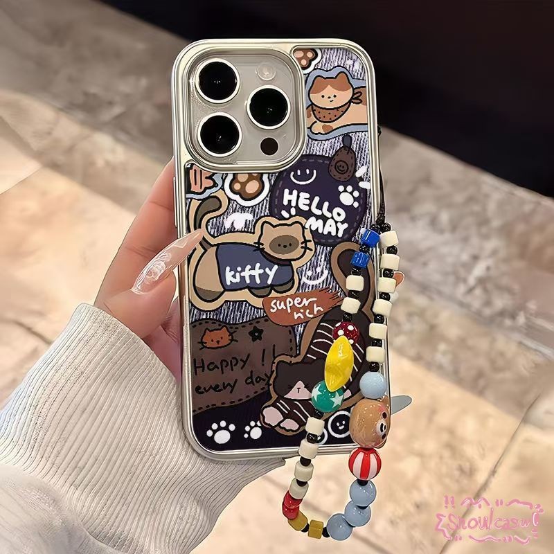 รูปแบบคาวบอยมีความสุขลูกแมวน่ารัก เดอะพาวเวอร์พัฟเกิ เคสIPhone 16 15 11 13 14 12 Pro Max 7 8 16 Plus XS X XR MAX SE 2020