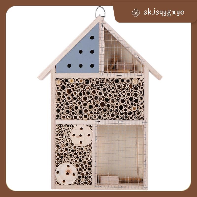 skjsqygxycWood แมลงโรงแรม Bee House ไม้ Bug Room โรงแรม Shelter ตกแต่งสวน Nests กล่องสําหรับ Ladybugs Lacewings ผีเสื้อ