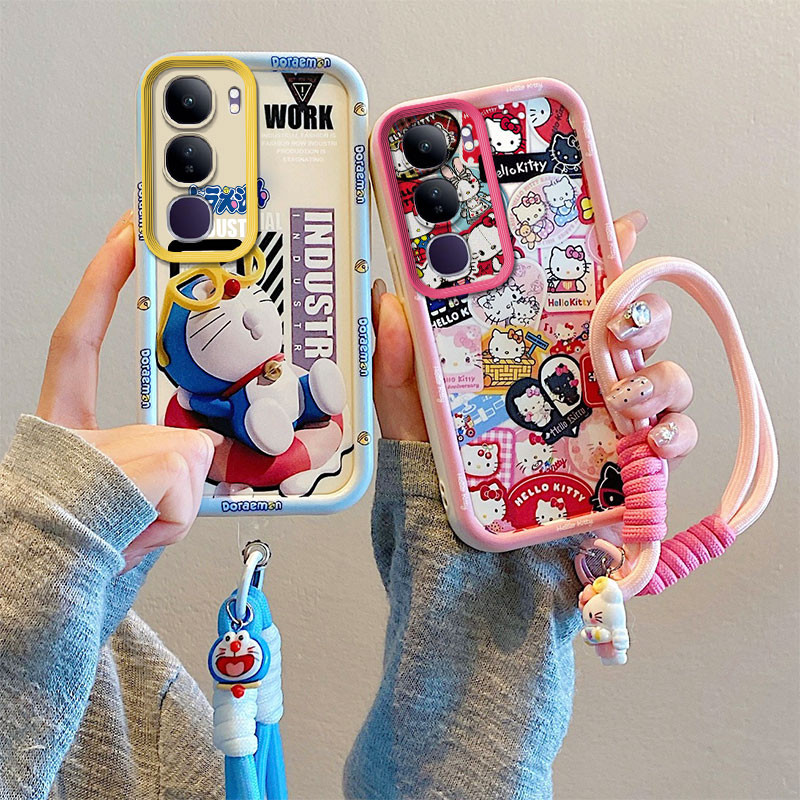 เคส Vivo Y19s ว่ายน้ําวงกลม Dingdang/KT ป้าย/Nikalufei/Graffiti Bicachu/Stamp Spider Man/Solon เชือก Anti Drop เคสโทรศัพท์ใหม่