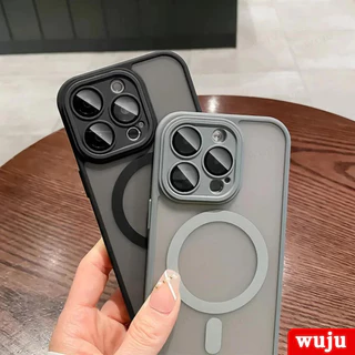 Wuju Luxury Matte Magnetic Wireless Charging Case สําหรับ iPhone 17 16 15 14 13 12 11 Pro Max Plus Air กันกระแทกเคสโทรศัพท์ฝาครอบ