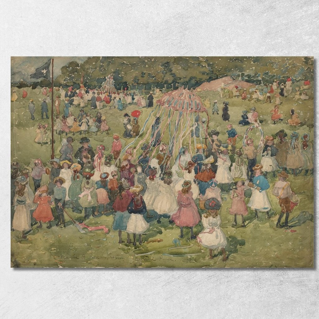 May Day Central Park Maurice Prendergast, mpr31 ภาพพิมพ์บนผ้าใบแคนวาส
