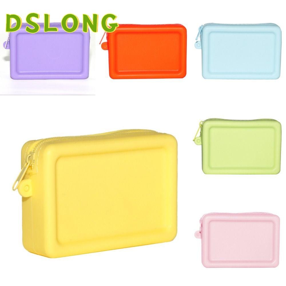 DSLONG ชูสกี้ กระเป๋าใส่เหรียญ ซิลิโคน ซิปเรียบ กันน้ํา สไตล์วินเทจ สําหรับเดินทาง นักเรียน