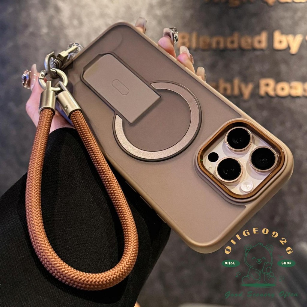 เคสเชือกเส้นเล็กโลหะLiquid Frosted วงเล็บพับเคสโทรศัพท์แม่เหล็ก iphone16 Pro Max 15 14 13 12 11 เคสสําหรับเคส iPhone นิ่ม TPU กันกระแทก