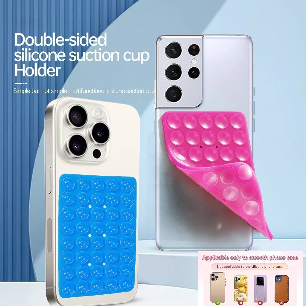 แผ่นซิลิโคนแปะมือถือ ไม่ต้องใช้กาว ติดได้ 2 ด้าน ใช้ซ้ำได้ Silicone Suction Phone Case..80 ชิ้น ดูดซับ.วัสดุซิลิโคน - รูปที่ 2
