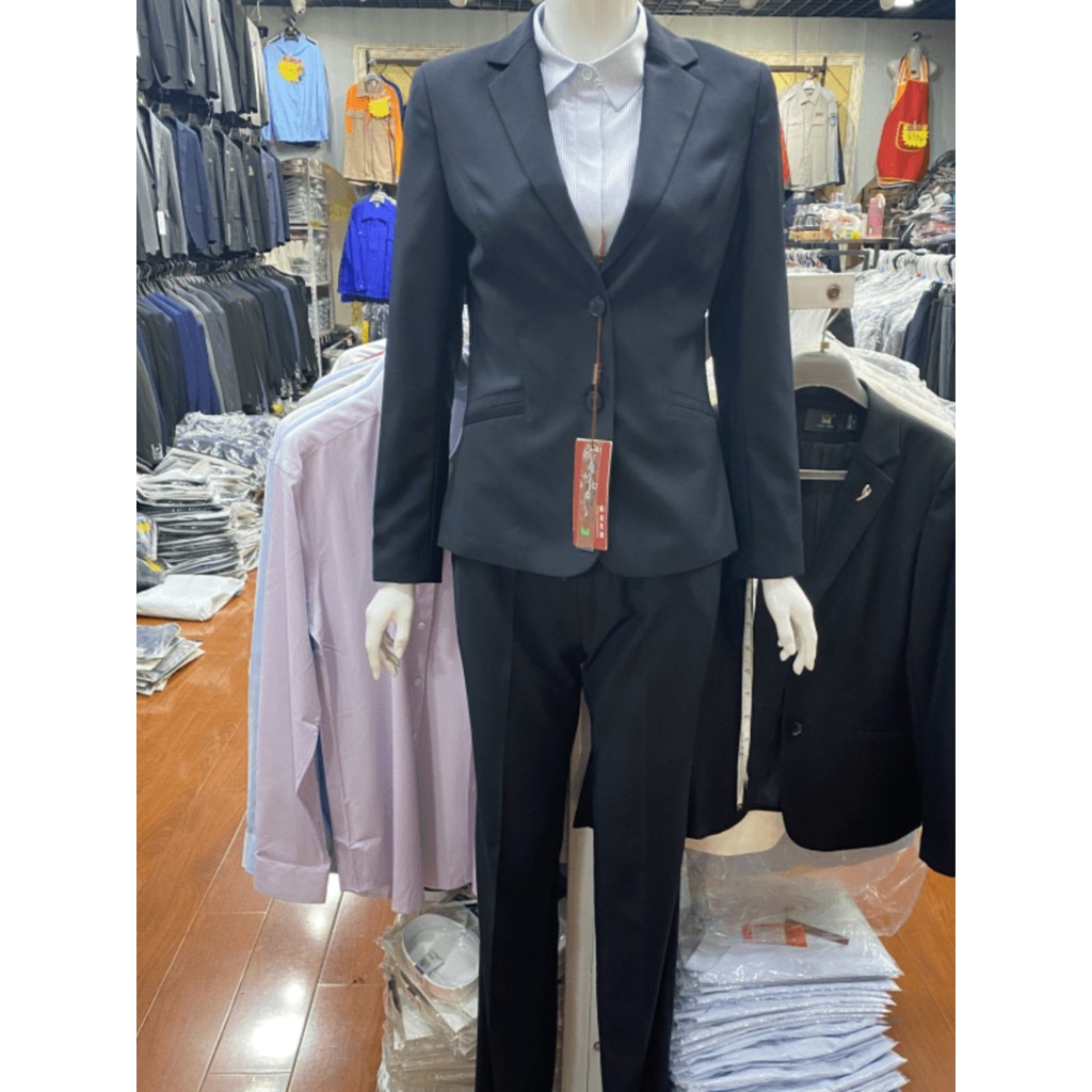 ชุดสูทสองชิ้นผู้หญิง Bilydom 1901 สีกรมเข้ม ชุดทำงานสำหรับนักศึกษาทำงานสัมภาษณ์