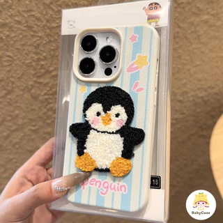 เคสไอโฟน 11 สำหรับ iPhone 13 16 11 15 14 12 Pro Max 7 8 16 Plus XR XS X Max การ์ตูนน่ารักเพนกวินแฮมเบอร์เกอร์มะเขือยาว