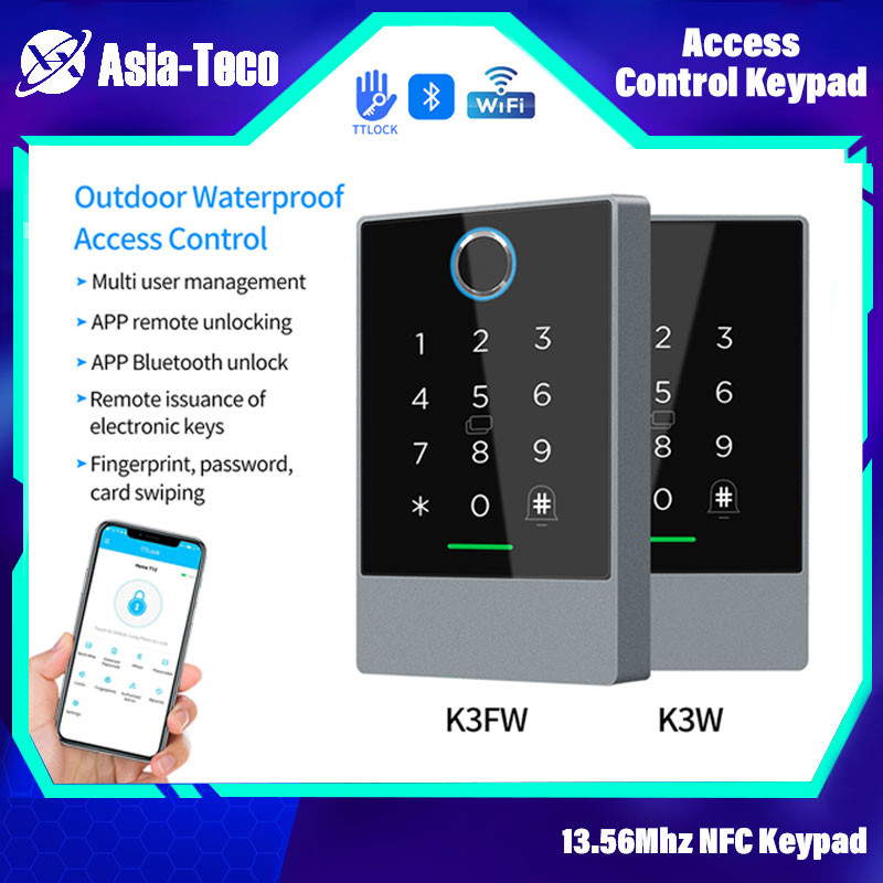 TTLOCK WiFi Digital Keypad ลายนิ้วมือ Access Control RFID IC Card Reader NFC ปุ่มกดประตูล็อคเปิด App รีโมทปลดล็อค