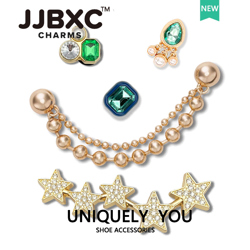 JJBXC cross จิบบิท โลหะ Emerald Pearl สายสร้อยแฟชั่น จิ๊บบิท ตัวติดรองเท้า cross