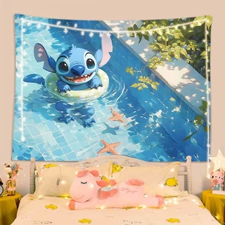 [จัดส่งจากประเทศไทย] agirl Starbaby Stitch ผ้าพื้นหลังตกแต่งห้องอะนิเมะน่ารักแขวนผ้าปรับปรุงห้องนอนผ้าติดผนังถ่ายภาพติดผนัง