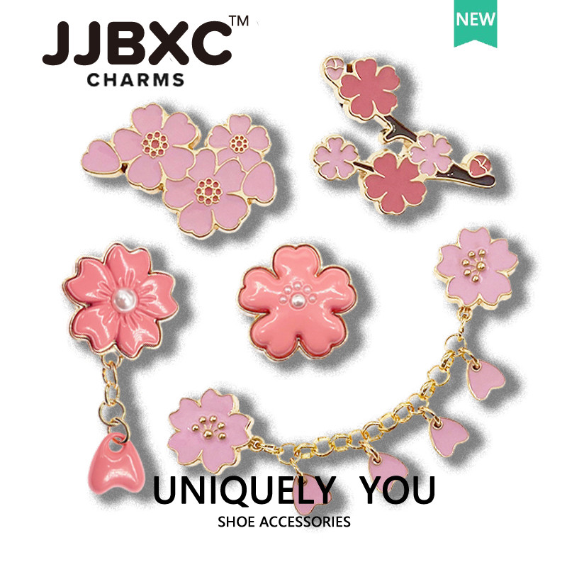 JJBXC cross จิบบิท โลหะสีชมพู ดอกซากุระ จิ๊บบิท ตัวติดรองเท้า cross