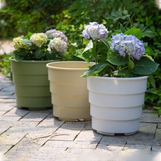 กระถางต้นไม้ กระถางดอกไม้พลาสติก ไตล์มินิมอล พร้อม จานรอง รู…