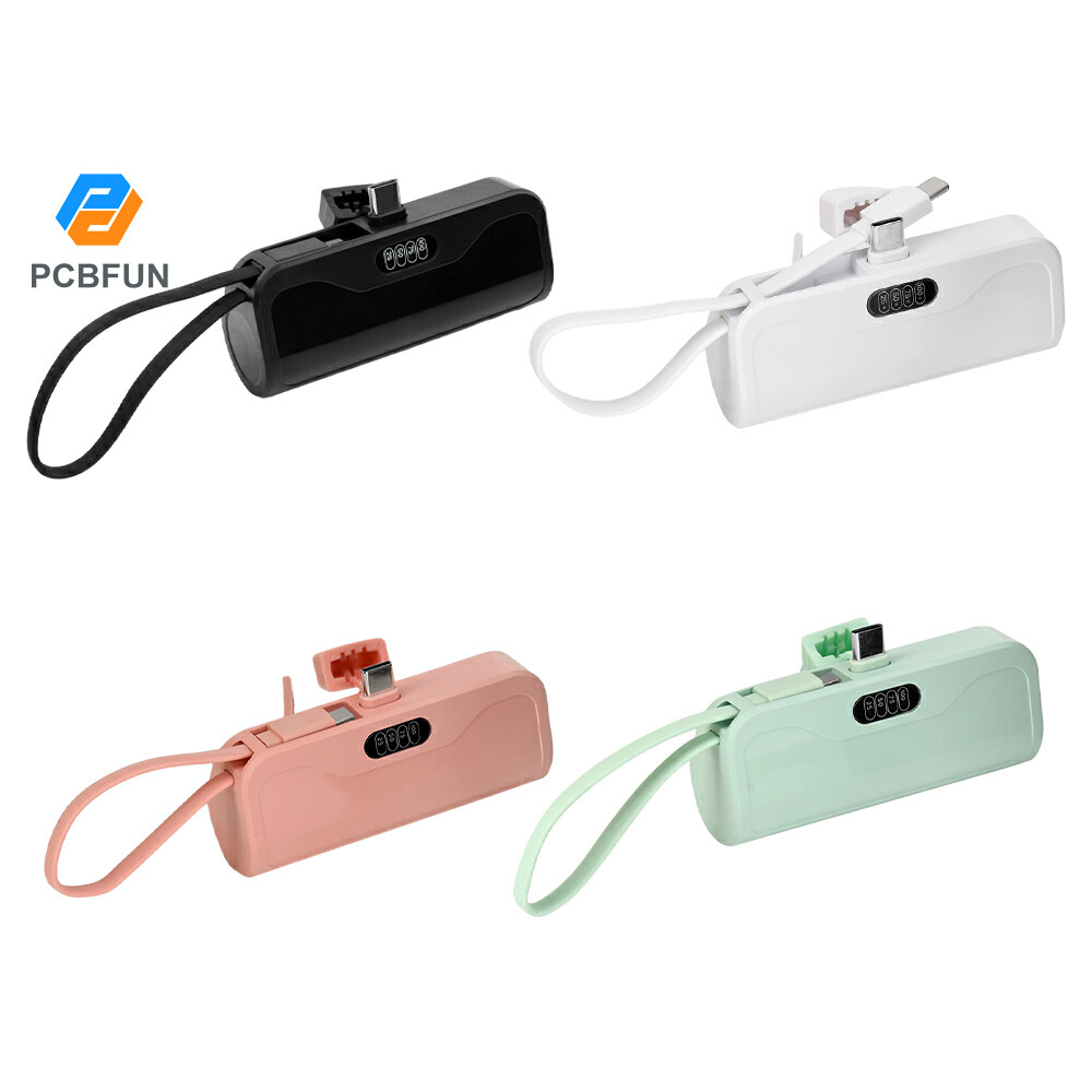 Pcbfun ไม่มีบัดกรี 1 เซลล์ 18650/21700 แบตเตอรี่ DIY สําหรับแบตเตอรี่ชาร์จ Type-C เคสพลังงานมือถือพร้อมขาตั้ง