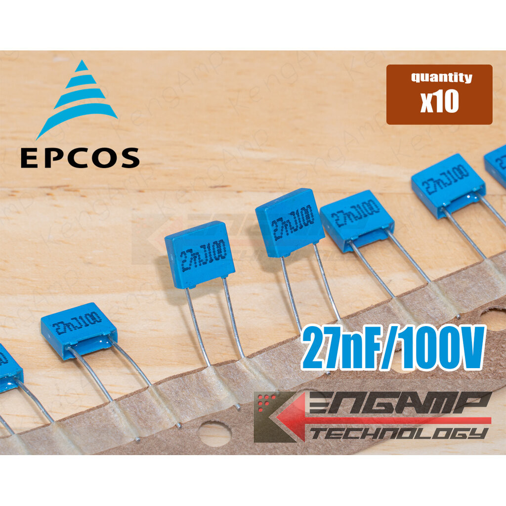 (10ตัว) [F-CAP] 27nF/100V 27nJ100V EPCOS 2.4x7.2 H6.4mm P=5mm