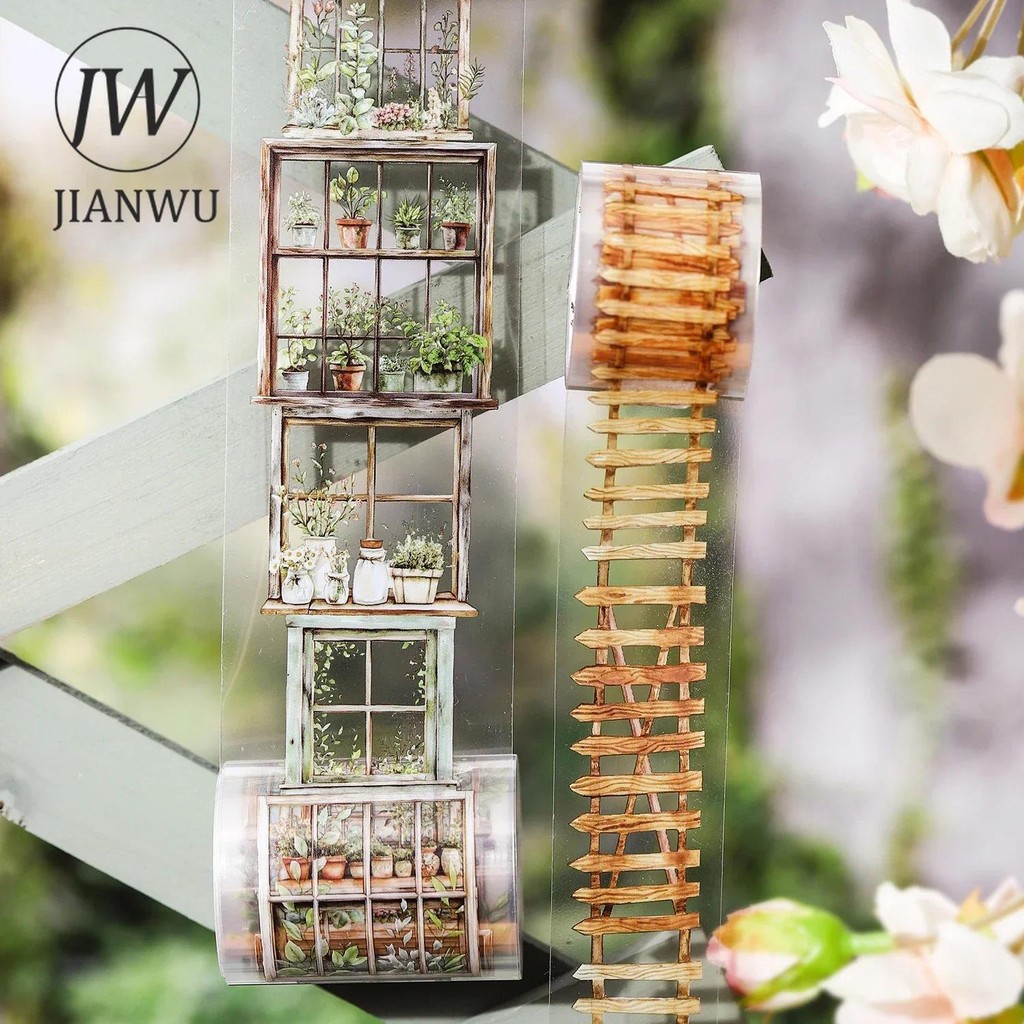 Jianwu 2 ม้วนสวนดอกไม้ Secert สภาพแวดล้อม Series Vintage รั้วภูมิทัศน์วัสดุ Collage เทป Creative Journal เครื่องเขียน