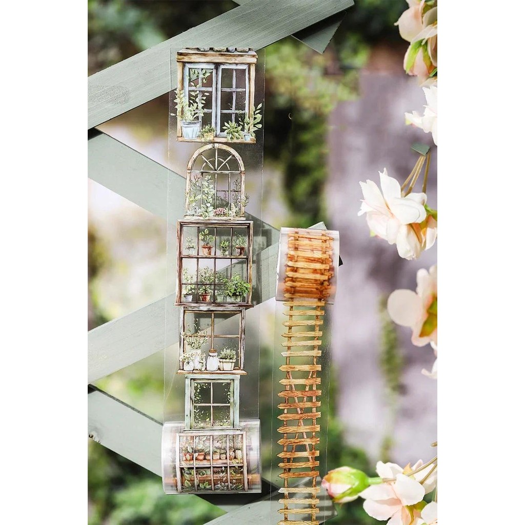 Jianwu 2 ม้วนสวนดอกไม้ Secert สภาพแวดล้อม Series Vintage รั้วภูมิทัศน์วัสดุ Collage เทป Creative Journal เครื่องเขียน