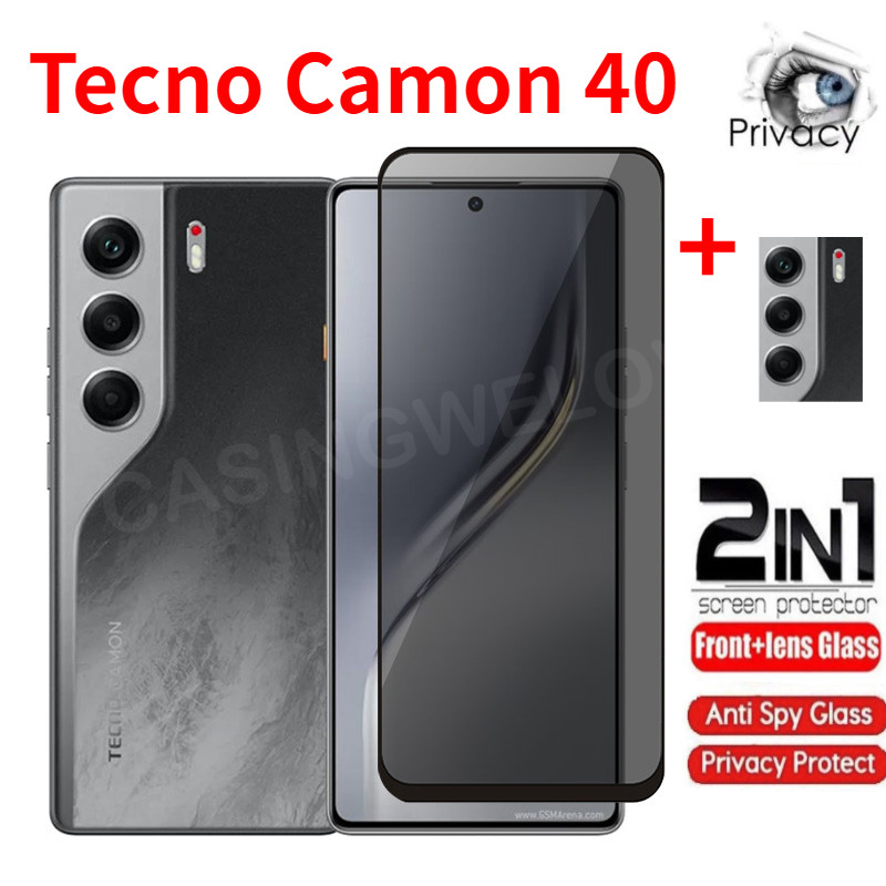 ฟิล์มกันรอยหน้าจอความเป็นส่วนตัว Tecno Camon 50 Pro Ultra Camon 40 30 Premier 4G 5G 2025 ด้านหน้าด้านหลังคลุมทั้งหมดกล้องด้านหลังฟิล์มป้องกัน Anti Peep กระจกนิรภัยคลุมทั้งหมด