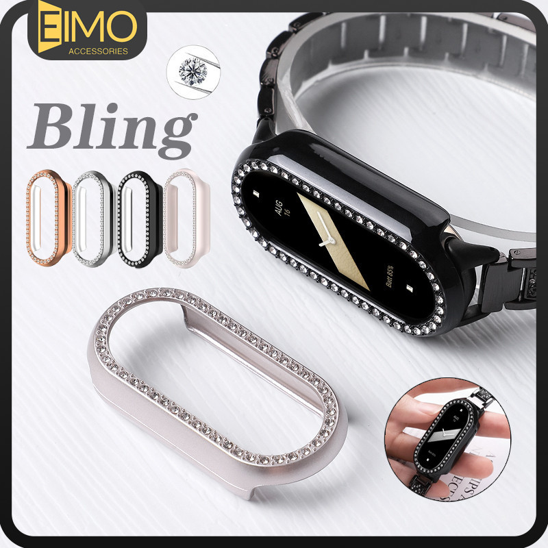 เพชรฮาร์ดพีซีป้องกันกรณี for Xiaomi Mi Band 9 อุปกรณ์เสริมเฟรมป้องกันหน้าจอ Hollow for Smartwatch Mi