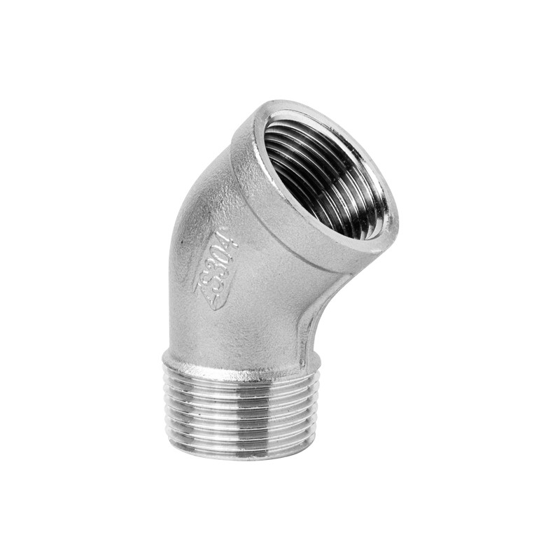 304 สแตนเลส 45 องศา ข้อศอกท่อน้ํา ข้อต่อเกลียวในและนอก ขนาด 1/4", 3/8", 1/2", 3/4", 1" สําหรับเชื่อมต่อท่อ