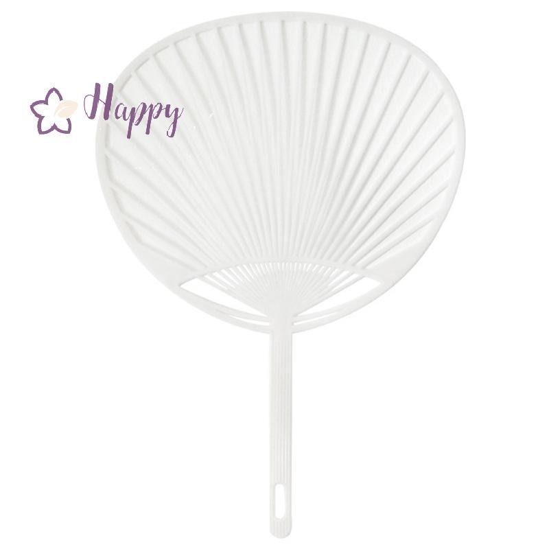 <Happybay> 10 ชิ้นพลาสติกสีขาวสร้างสรรค์พัดลมญี่ปุ่น Uchiwa DIY ชุดพัดลมกรอบสําหรับงานฝีมือพัดลมมือทําลดราคา