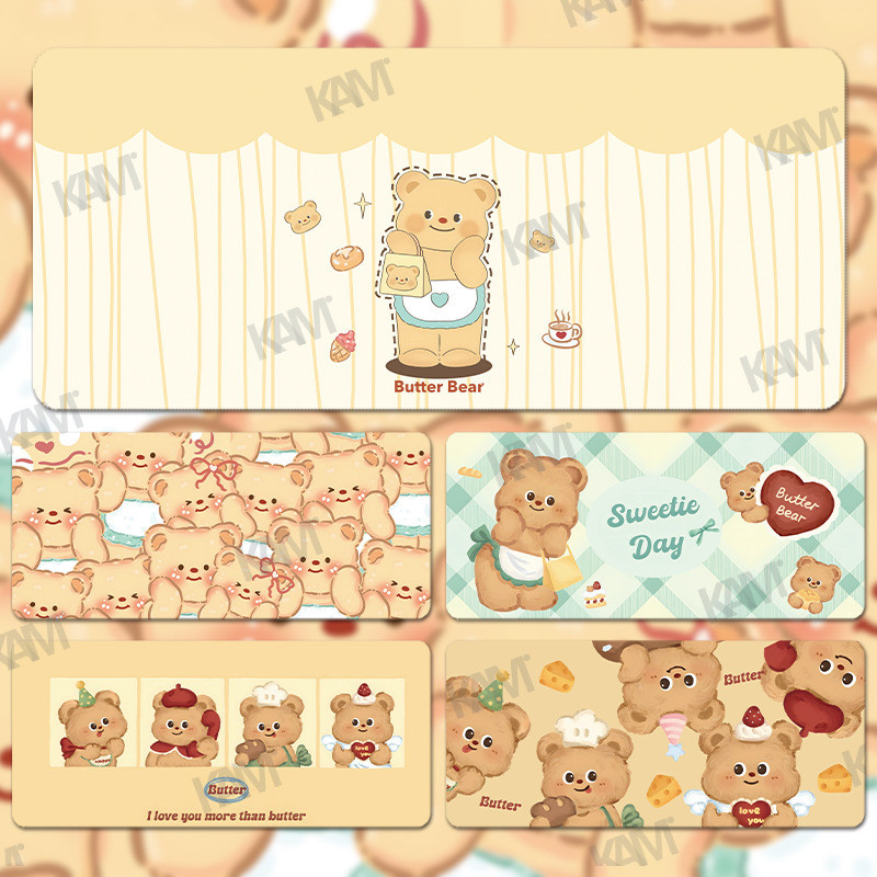 [Kam]ร้านขนมหวาน butter bear แผ่นรองเมาส์เกม 800x300mm แผ่นรองคีย์บอร์ด ขนาดใหญ่ ตกแต่งห้อง