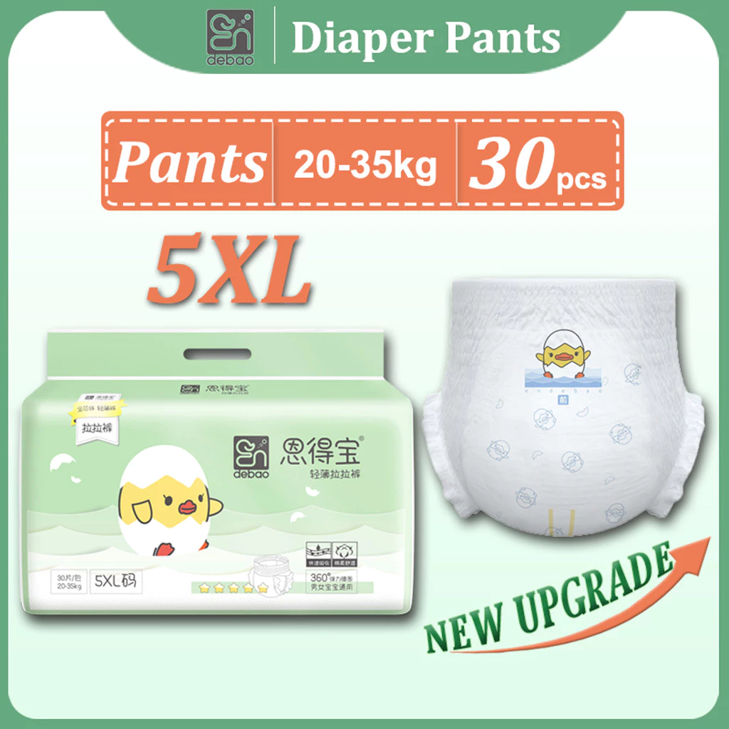 กางเกงผ้าอ้อมเด็ก Endbao 5XL 30 ชิ้น (25-35 กก.) กางเกงดึงบางระบายอากาศได้แบบใช้แล้วทิ้ง XXXXXL