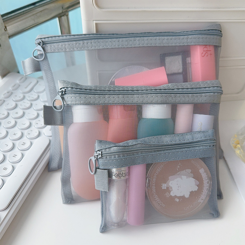 3ขนาดไนล่อนตาข่ายความงามแต่งหน้ากระเป๋าที่มีซิปอุปกรณ์แปรง-อเนกประสงค์ผู้ชายผู้หญิงอุปกรณ์อาบน้ํา - รูปที่ 5
