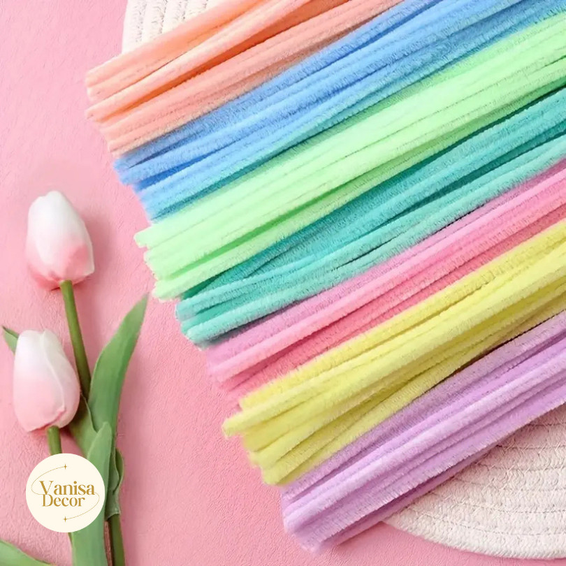 (บรรจุ100เส้น) สินค้าพร้อมส่ง ลวดกำมะหยี่ DIY มัดแยกสี สร้างสรรค์งานประดิษฐ์ต่างๆ สำหรับงานฝีมือ สีสันสดใส สินค้าขายดี