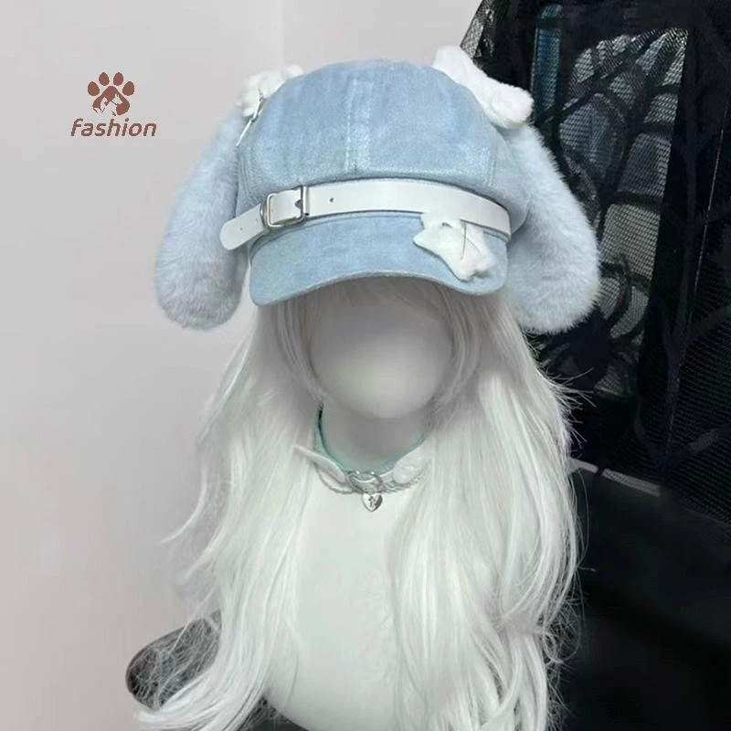 [แฟชั่น] Gothic Lolita Beret Punk Bone ยาวหูลูกสุนัขหมวกผู้หญิงสาวคอสเพลย์หมวกหมวกอเนกประสงค์ของขวัญ {TH}