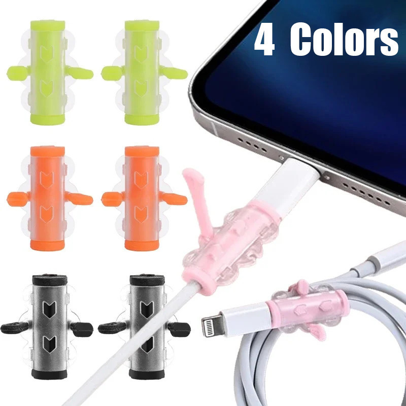 2pcs Anti-Break Cable Protective Cover - ซิลิโคน, นุ่ม, ทนทาน,  -สายชาร์จ Winder Protector - สําหรับ Type-C Android USB