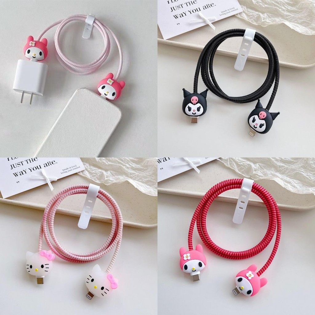 น่ารัก Kuromi Charger Protector ชุด Charger Case Cable Protector สําหรับ iPhone 18W/20W 25w