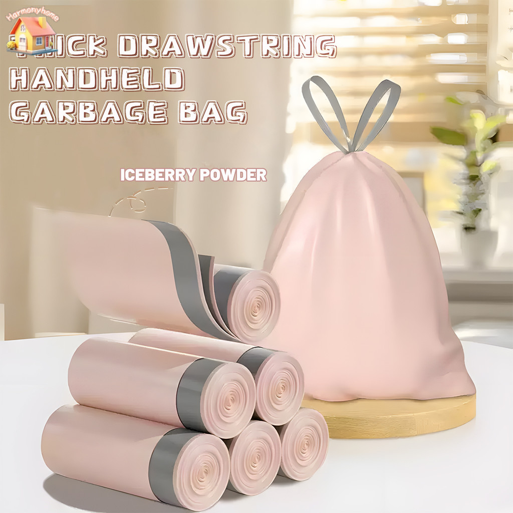 ถุงขยะหูรูดแบบหนา - เอทิลีนแบบใช้แล้วทิ้งที่ทนทาน, แบบพกพาพับได้สําหรับห้องครัวในครัวเรือน/ห้องน้ํา/ห้องนอน