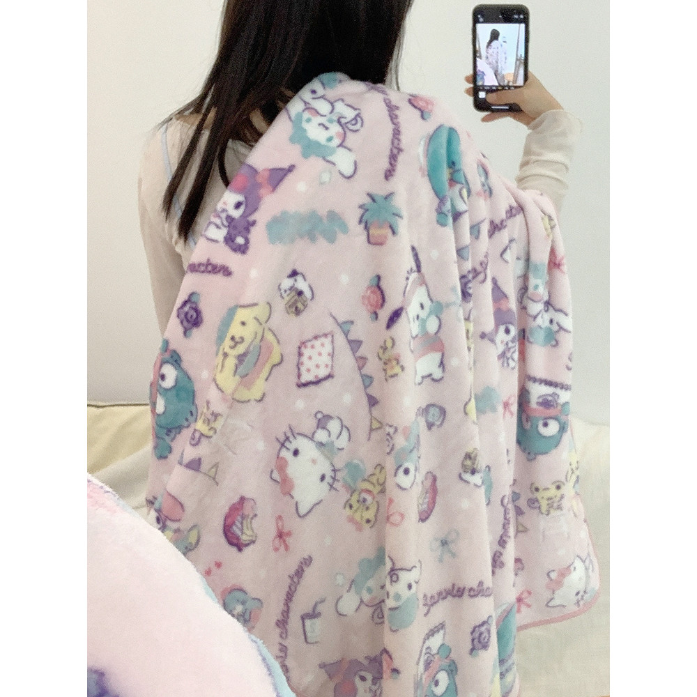 Warm Small Flannel Blanket ins Office Cute New Student Anime Blanket Leg Cover Air Conditioning Blan