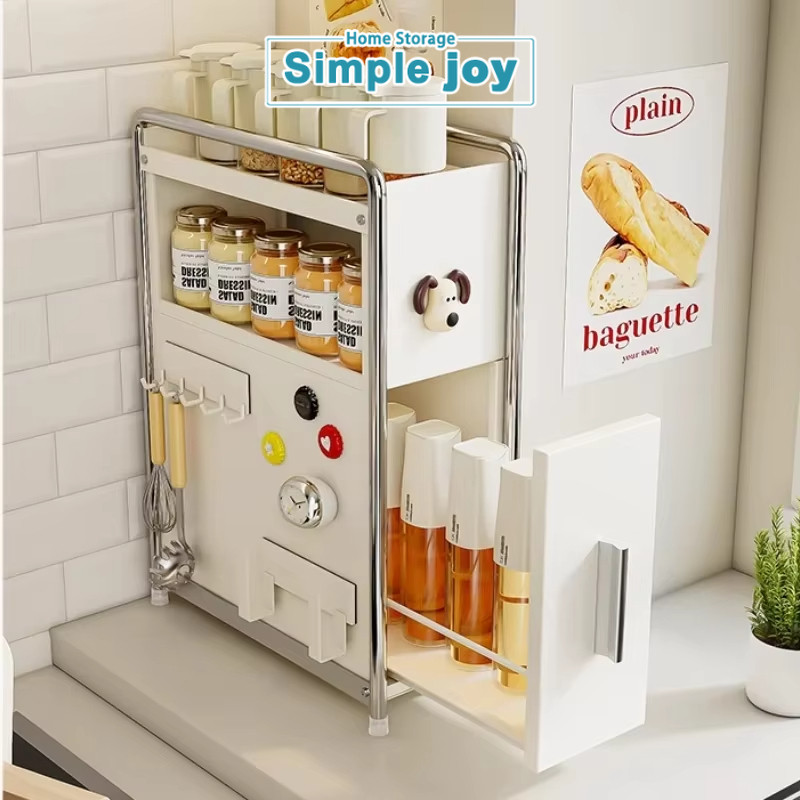 SimpleJoy ชั้นวางเครื่องปรุง ชั้นวางเครื่องเทศ ชั้นวางเครื่องปรุงในครัว กันฝุ่น กันความชื้น