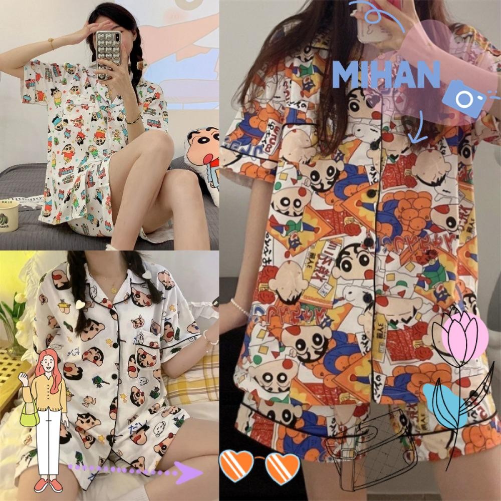 เดือน ชุดนอน หลวม สบาย ชุดนอน สูท ชุดอยู่บ้าน เครยอนชินจัง เสื้อผ้าผู้หญิง ฤดูร้อน