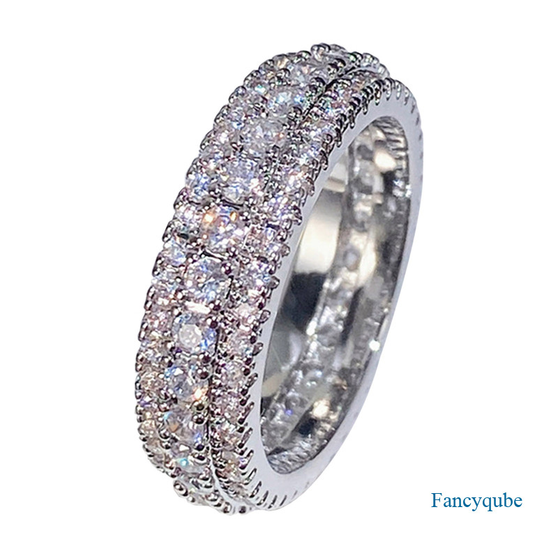 Fancyqube ประกาย Cubic Zirconia สัญญาแหวนผู้หญิงแฟชั่นหรูหราสีเงินอุปกรณ์เสริมหญิงงานแต่งงานเครื่องประดับ