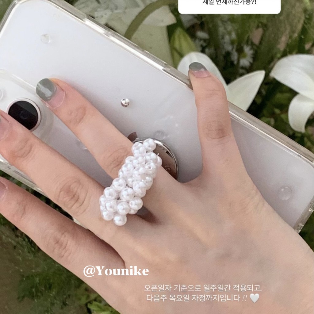 สไตล์เกาหลี ins สไตล์ Niche Temperament French Wedding Series แหวนมุกหวานที่ไม่ซ้ํากันเหมาะสําหรับ iphone16pro/15promax Apple 13/14/12 เคสโทรศัพท์เคสป้องกันกันกระแทก
