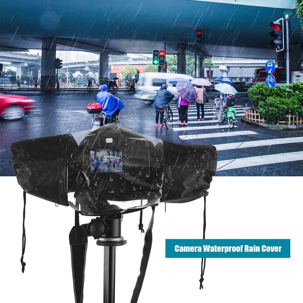 ฝาครอบกล้องมาตรฐานกันน้ํา Rain Cover Sleeve Protector เสื้อกันฝนสําหรับกล้อง Canon DSLR สีดํา