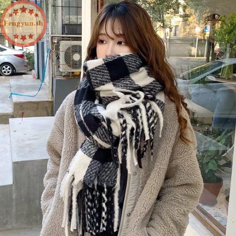 เฟิงหยุน ผ้าพันคอลายหมากรุกผู้หญิงฤดูหนาวฤดูใบไม้ร่วงฤดูหนาวแบบใหม่ผ้าคลุมไหล่ผ้าพันคออเนกประสงค์ ไทย
