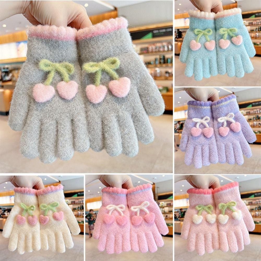 ทามาโต้ เด็กถักถุงมือ,น่ารักเชอร์รี่หนาเด็กเต็มนิ้วถุงมือ,กีฬากลางแจ้งตุ๊กตาฤดูหนาวที่อบอุ่นถุงมือกันลม - รูปที่ 5