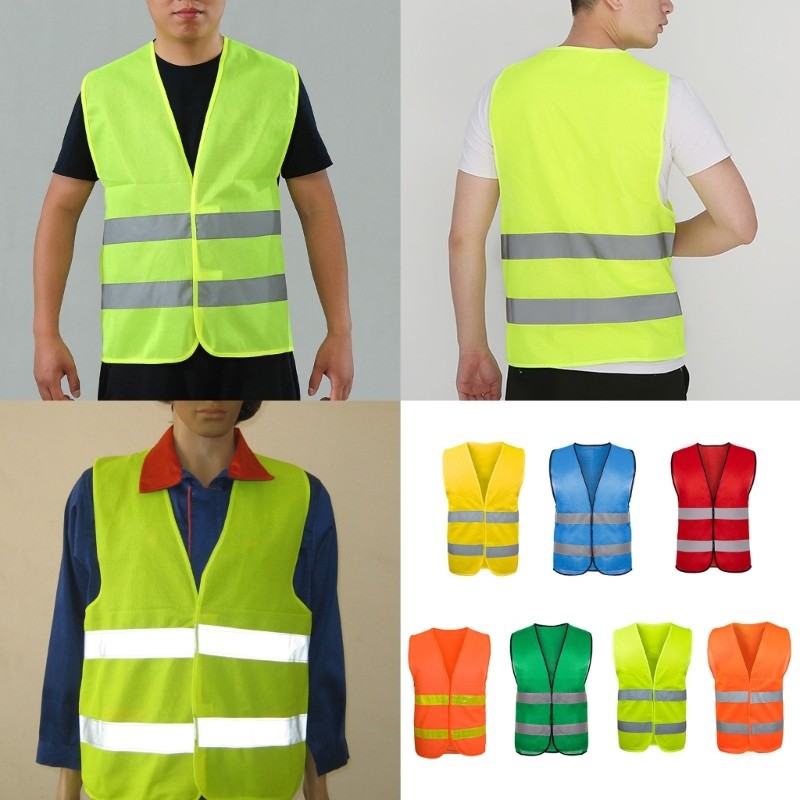 ฟ้า เสื้อกั๊กเซฟตี้เสื้อกั๊กสะท้อนแสงเพื่อความปลอดภัยพร้อมกระเป๋าขี่จักรยานกลางคืนเดินป่า