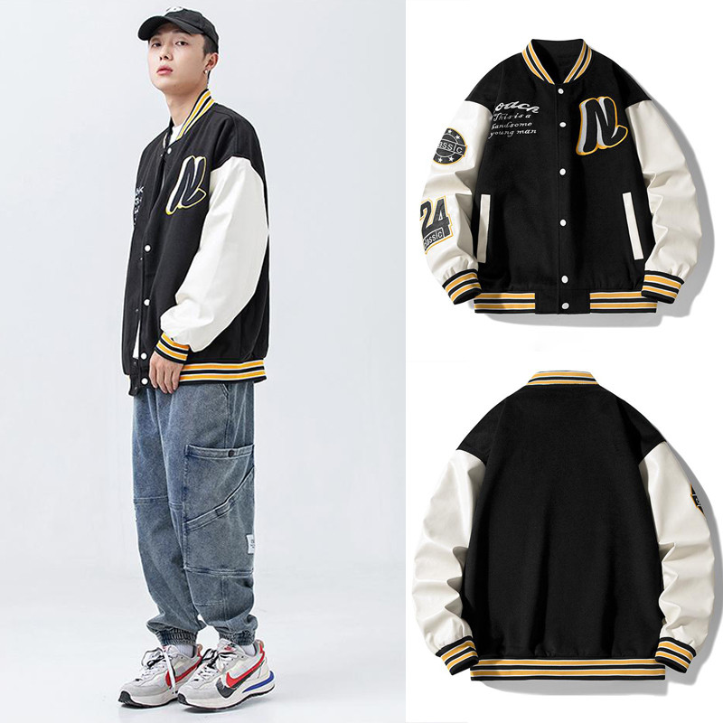 M-3xl ผู้ชาย Street สไตล์ฤดูใบไม้ร่วง/ฤดูหนาวกลางแจ้ง Thicken ขนาดใหญ่พิมพ์เบสบอลเสื้ออเมริกันแฟชั่น All-Match แขนยาวคู่ Super Warm แจ็คเก็ต