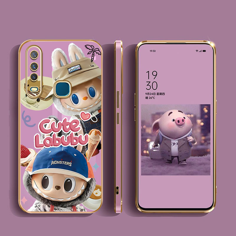 SAMSUNG น่ารัก LABUBUสีฟ้าหมวกเคสโทรศัพท์สําหรับSamsung galaxy A34 A42 M42 A50 A30S A51 A52 A53 A54 A70 A70S A71 A72 A73 A750 แฟชั่นฤดูใบไม้ร่วงและSตะขอเคสโทรศัพท์