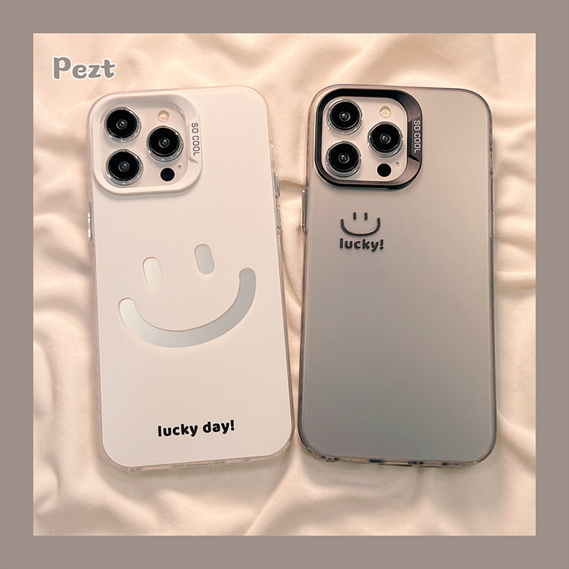 Iphone 16 15 14 13 12 11 Pro Max X XR XS Max 7 8 Plus INS เคสโทรศัพท์หน้ายิ้มเรียบง่าย Soft cove
